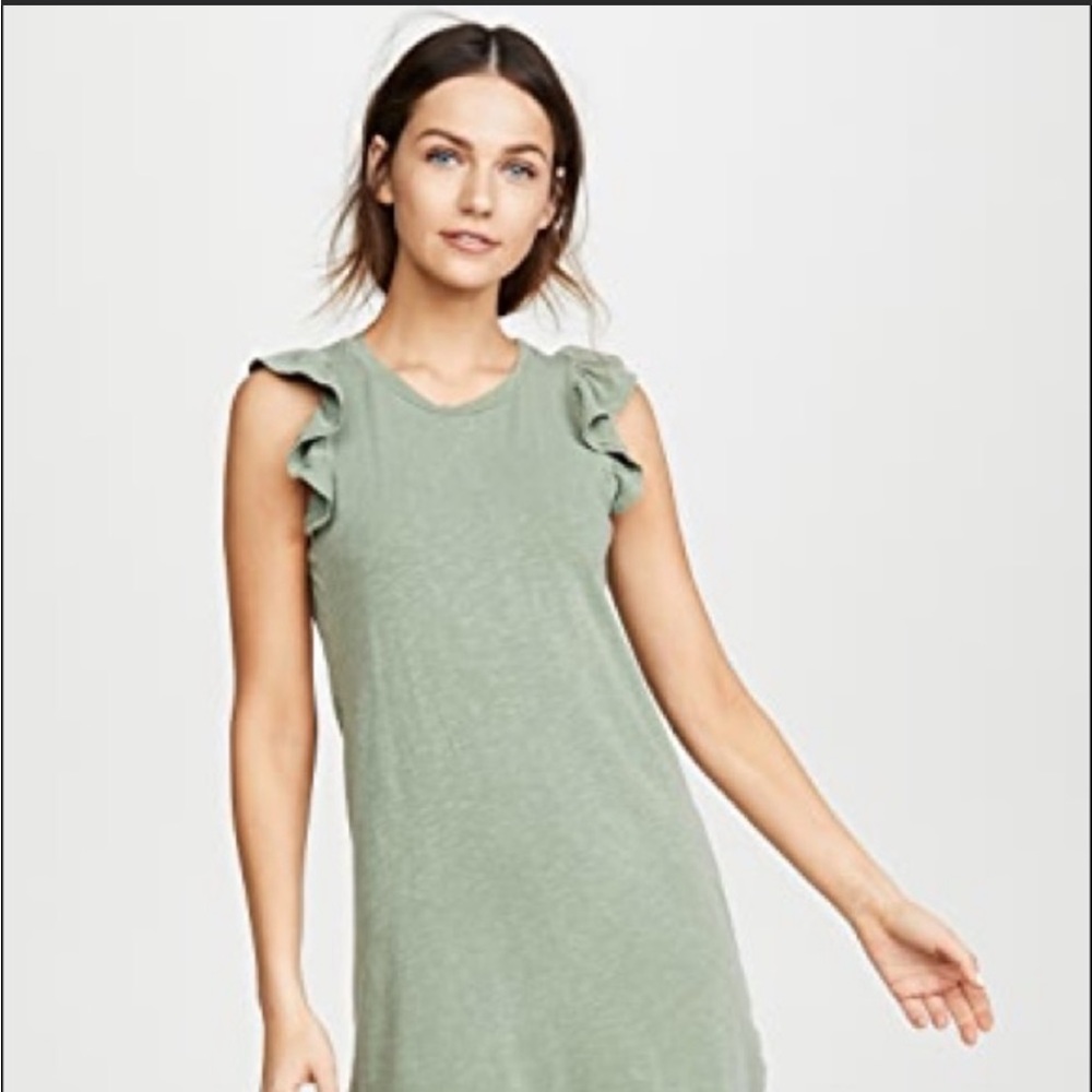 Anthropologie Sundry Green Ruffle Midi Dress, M, NWTs.